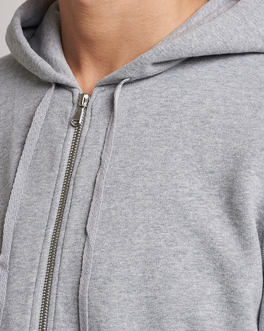 Men | Sweaters & Knitwear | Sunspel | Loopback Full Zip Hoodie Grey Melange