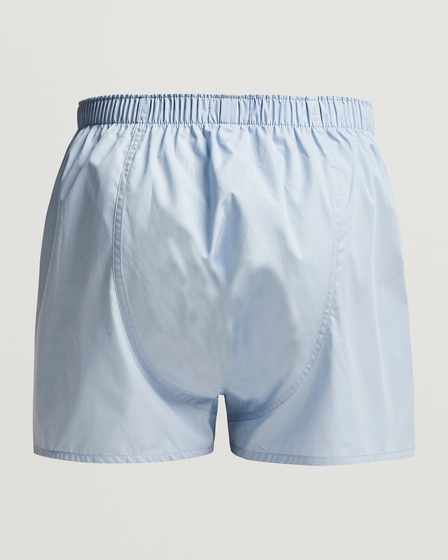 Men | Underwear & Socks | Sunspel | Classic Woven Cotton Boxer Shorts Plain Blue