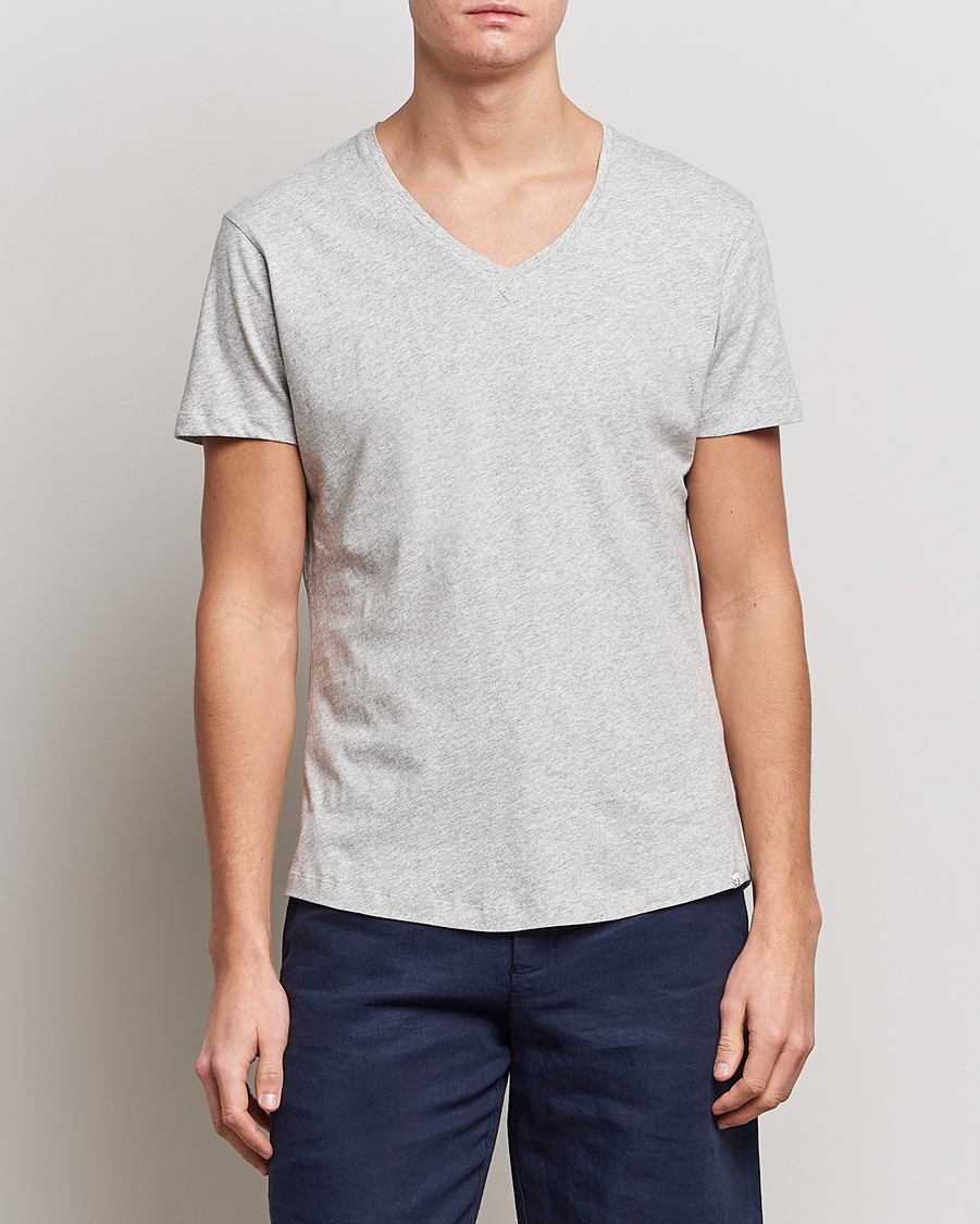Men | T-Shirts | Orlebar Brown | OB V-Neck Tee Grey Melange