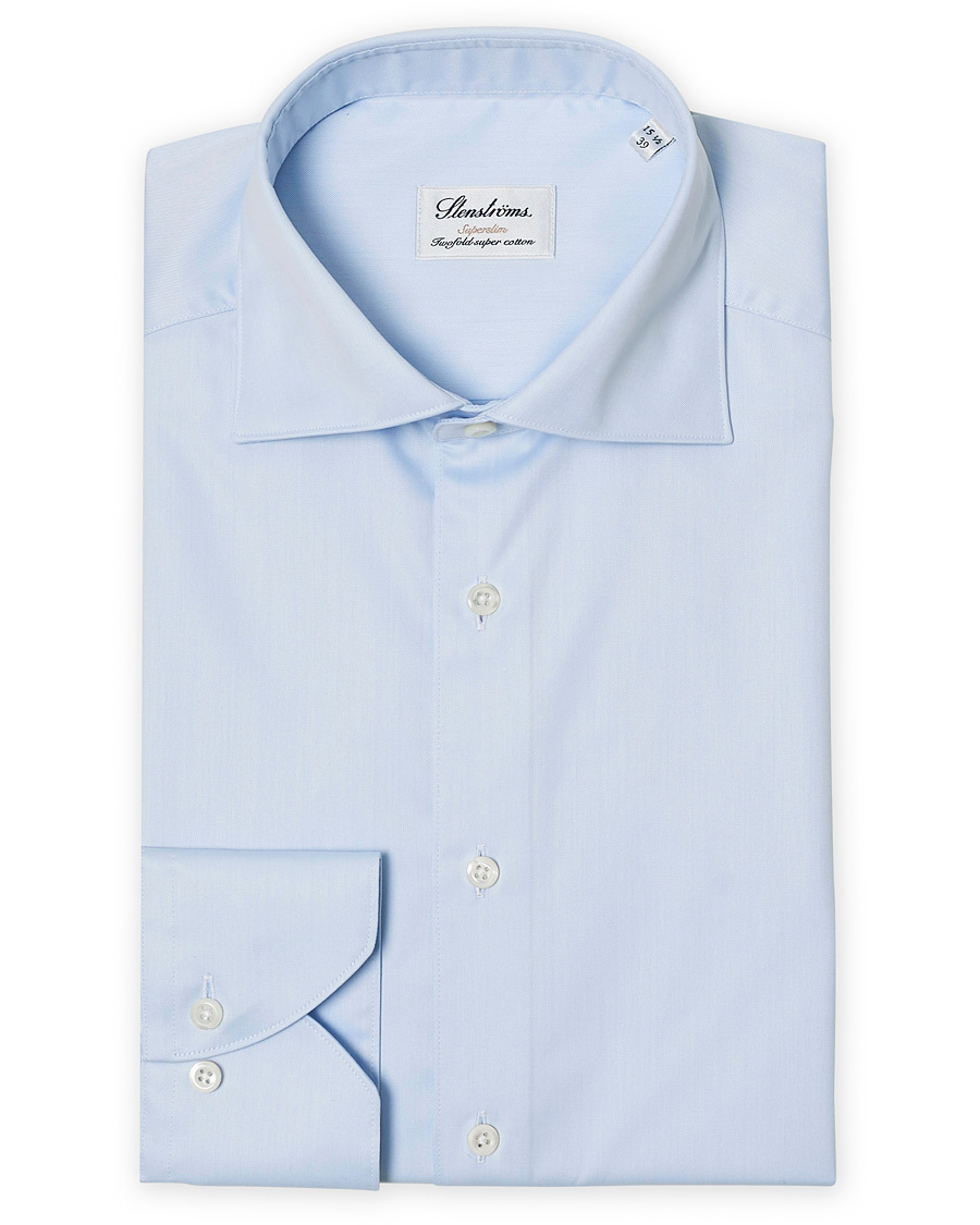 Men | Shirts | Stenströms | Superslim Plain Shirt  Blue