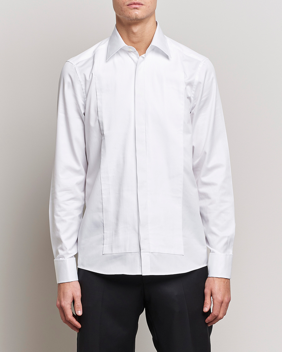Men | Dress Shirts | Stenströms | Slimline Smoking Shirt White