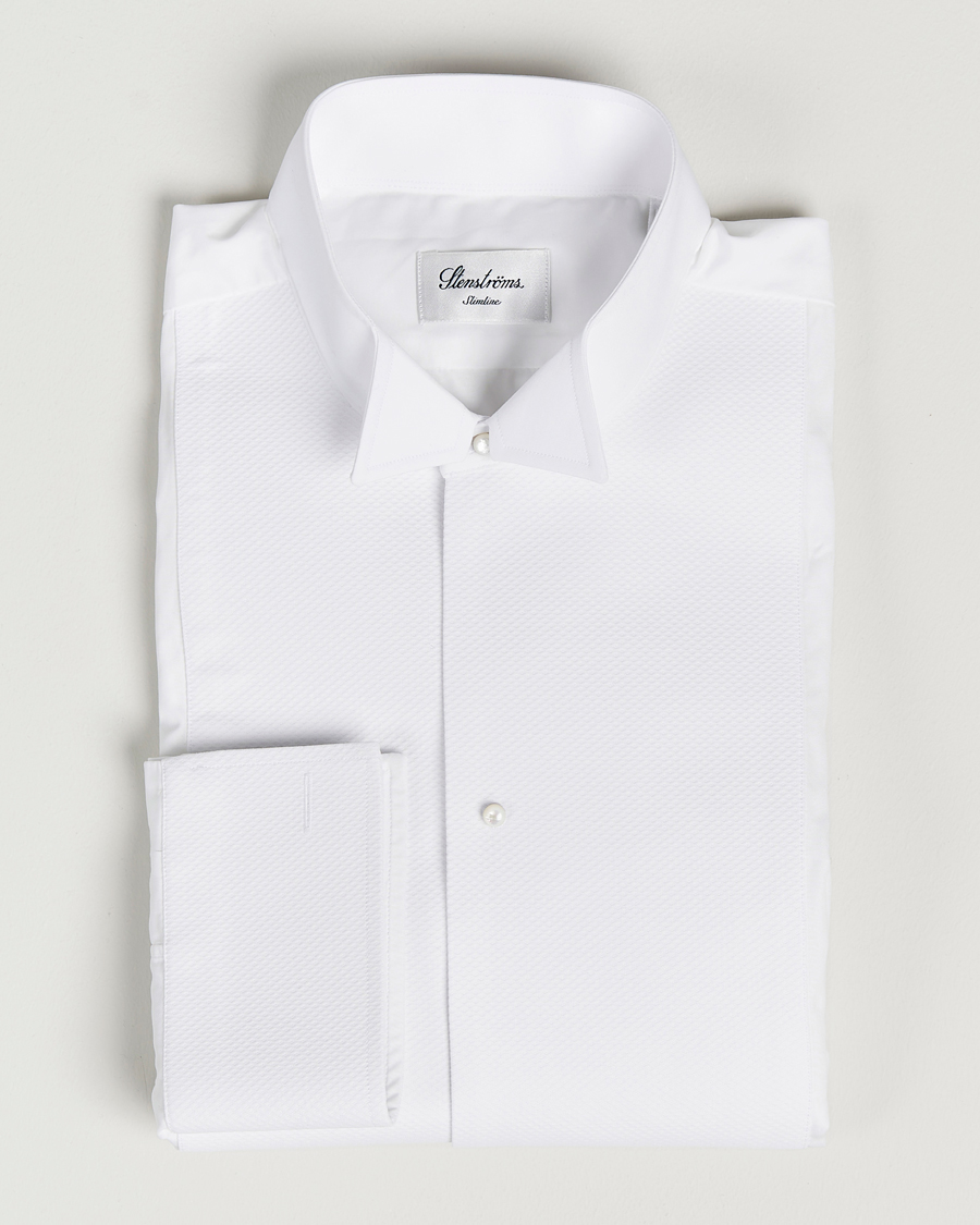 Men | Dress Shirts | Stenströms | Slimline Astoria Stand Up Collar Evening Shirt White