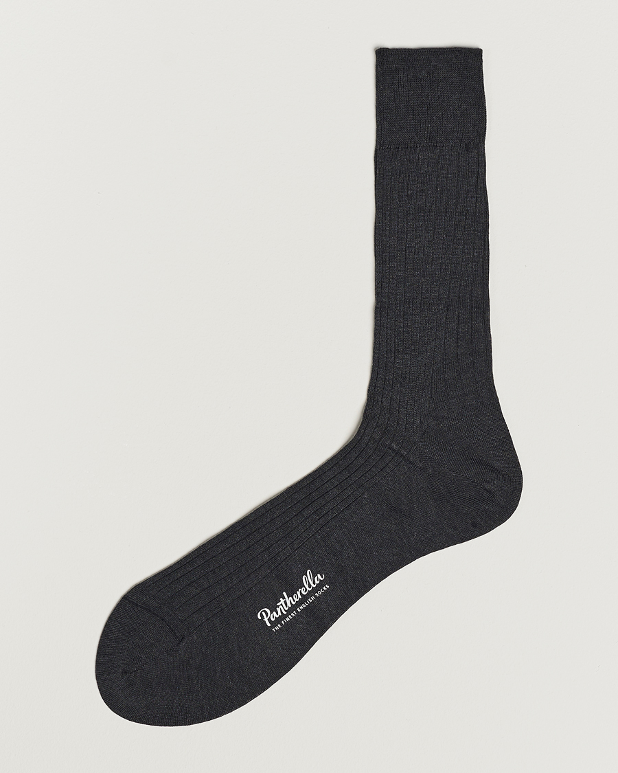 Men | Socks | Pantherella | Vale Cotton Socks Dark Grey
