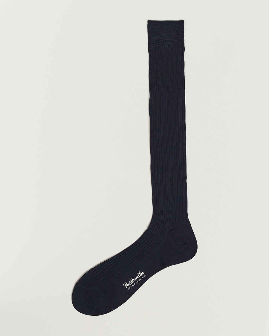 Men | Underwear & Socks | Pantherella | Vale Cotton Long Socks Navy