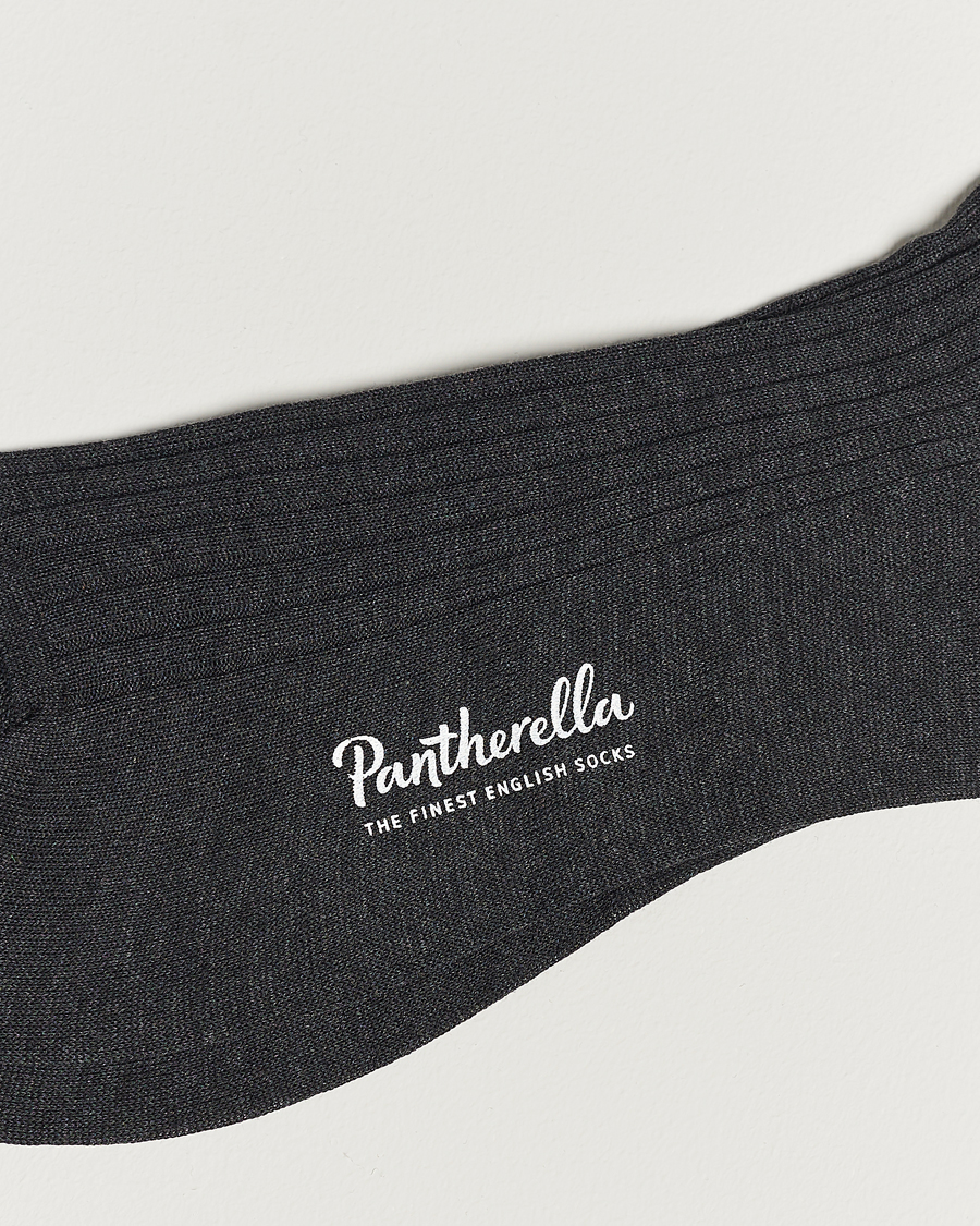 Men | Underwear & Socks | Pantherella | Vale Cotton Long Socks Dark Grey