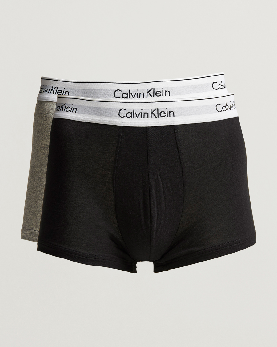 Men | Boxers | Calvin Klein | Modern Cotton Stretch Trunk Heather Grey/Black