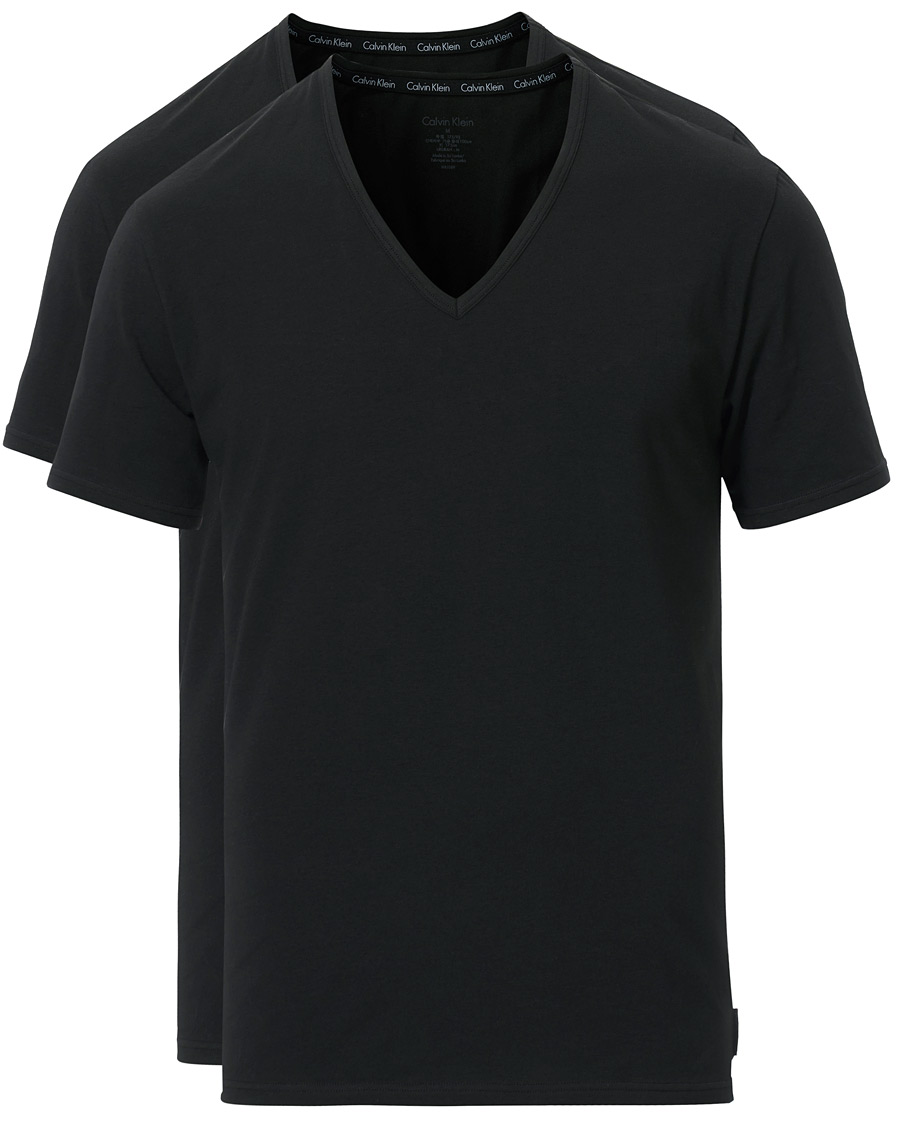 Men | T-Shirts | Calvin Klein | Cotton V-Neck Tee 2-Pack Black
