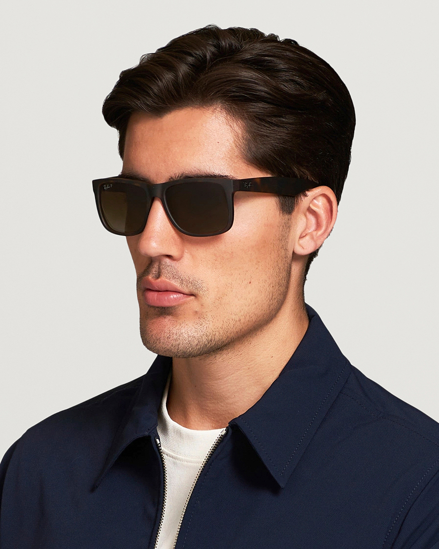 Men | D-frame Sunglasses | Ray-Ban | 0RB4165 Justin Polarized Wayfarer Sunglasses Havana/Brown