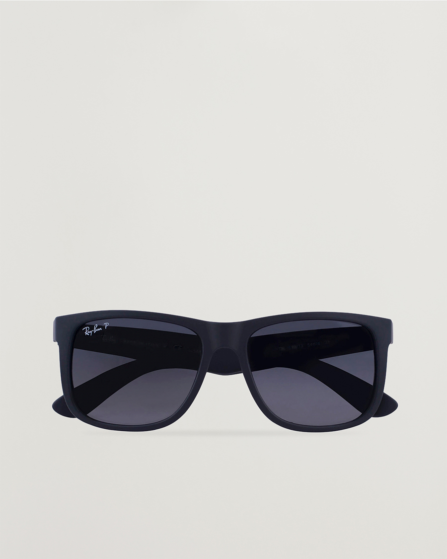 Men | Sunglasses | Ray-Ban | 0RB4165 Justin Polarized Wayfarer Sunglasses Black/Grey