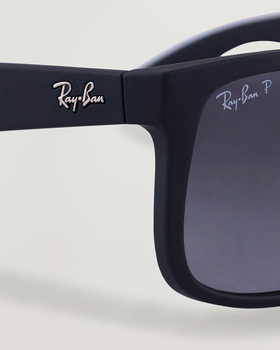 Men | Sunglasses | Ray-Ban | 0RB4165 Justin Polarized Wayfarer Sunglasses Black/Grey