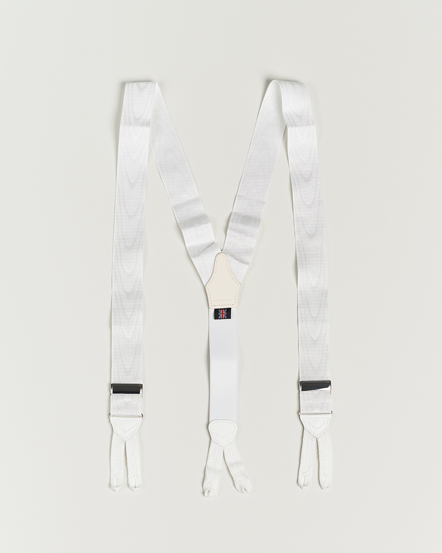 Men | Albert Thurston Moiré Braces 40mm White | Albert Thurston | Moiré Braces 40mm White
