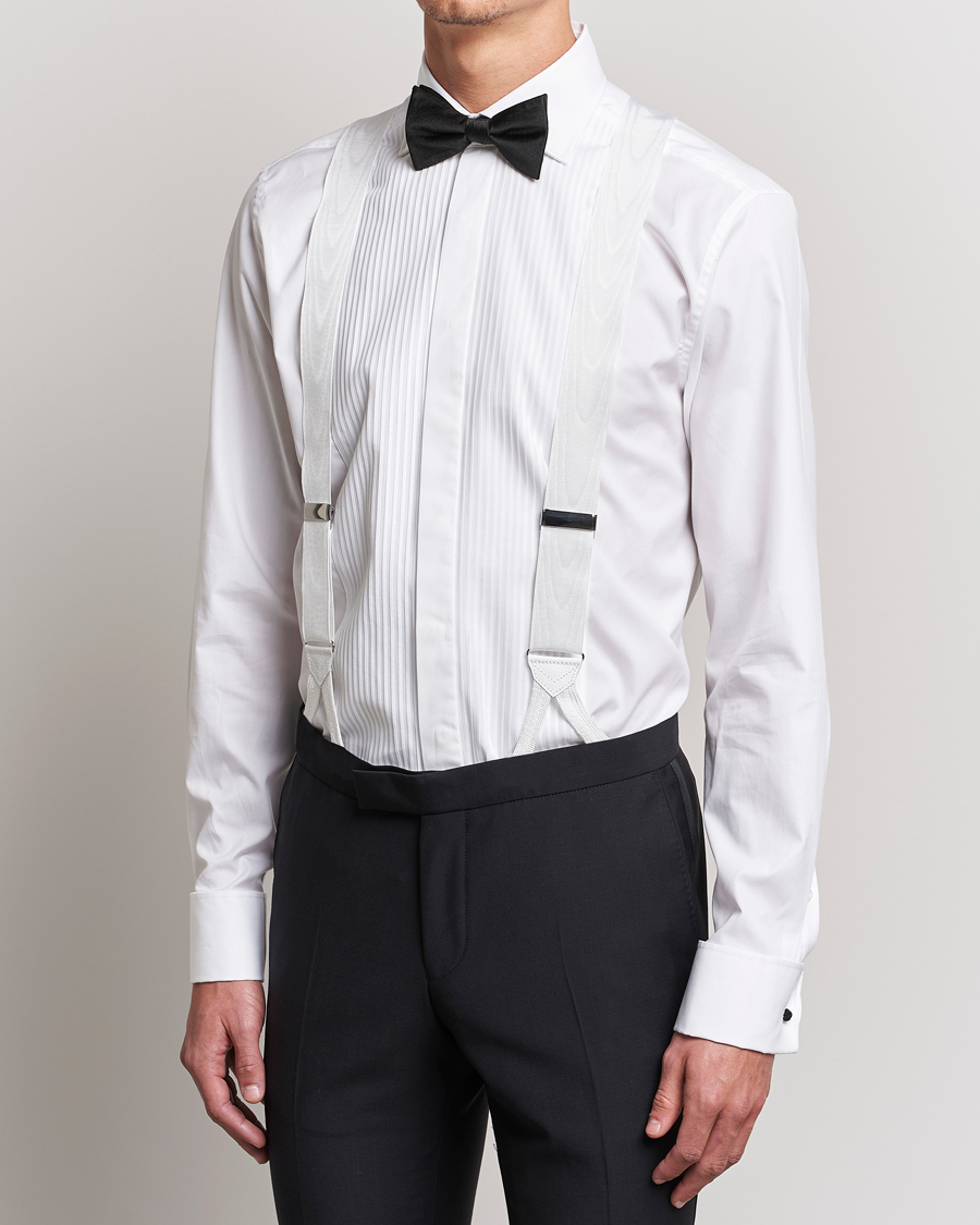 Men | Albert Thurston Moiré Braces 40mm White | Albert Thurston | Moiré Braces 40mm White