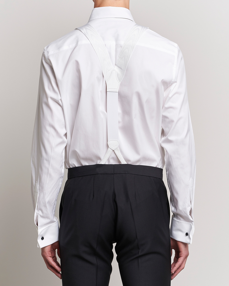 Men | Albert Thurston Moiré Braces 40mm White | Albert Thurston | Moiré Braces 40mm White