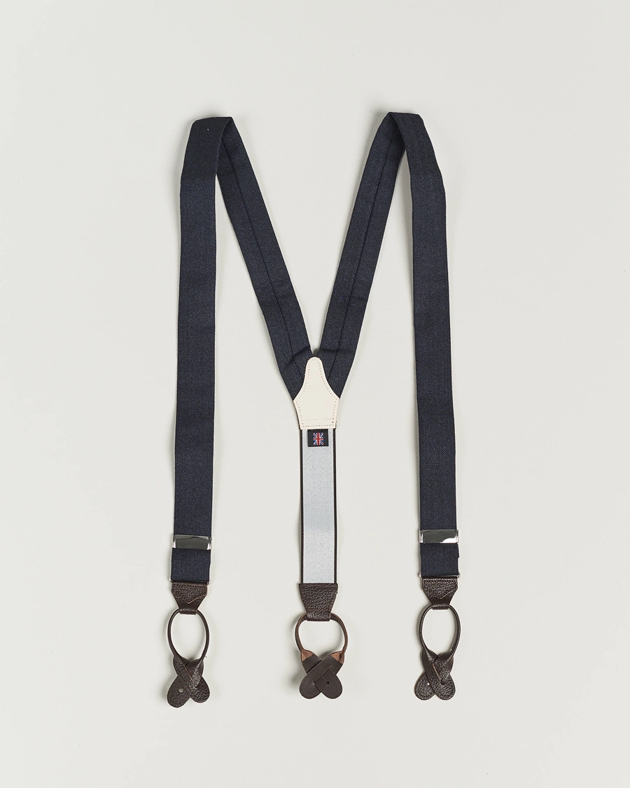 Men | Braces | Albert Thurston | Herringbone Braces 40mm Dark Blue