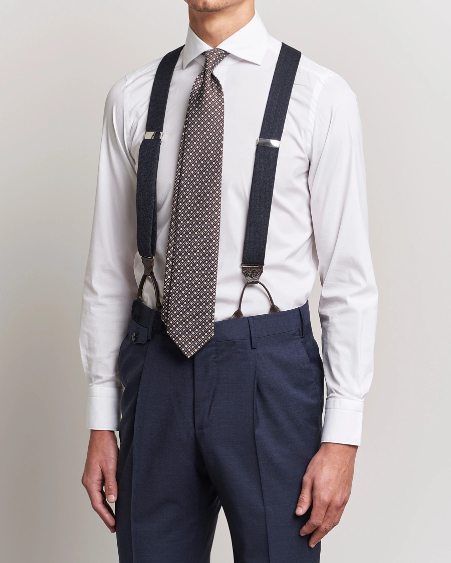 Men | Braces | Albert Thurston | Herringbone Braces 40mm Dark Blue