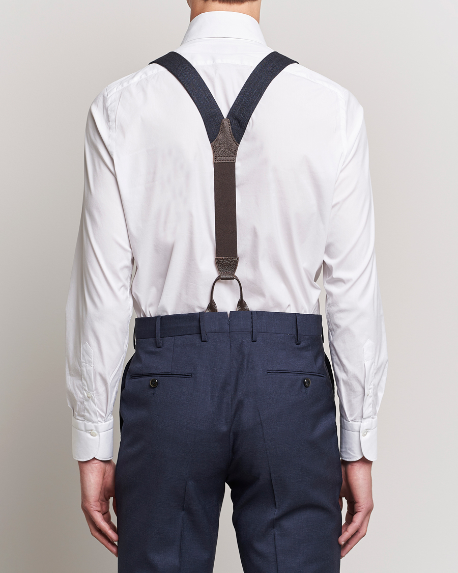 Men | Braces | Albert Thurston | Herringbone Braces 40mm Dark Blue