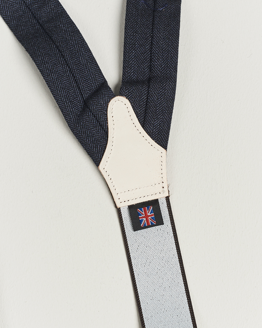 Men | Braces | Albert Thurston | Herringbone Braces 40mm Dark Blue