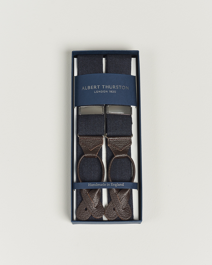 Men | Braces | Albert Thurston | Herringbone Braces 40mm Dark Blue