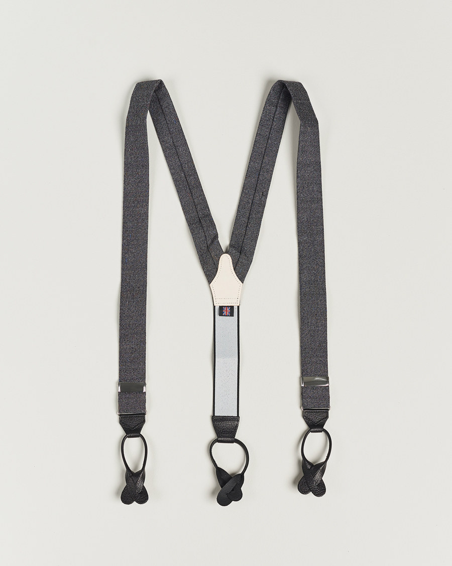 Men | Albert Thurston Donegal Tweed Braces 40mm Dark Grey | Albert Thurston | Donegal Tweed Braces 40mm Dark Grey
