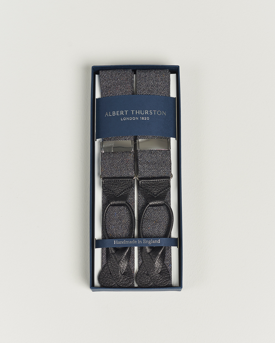 Men | Braces | Albert Thurston | Donegal Tweed Braces 40mm Dark Grey 