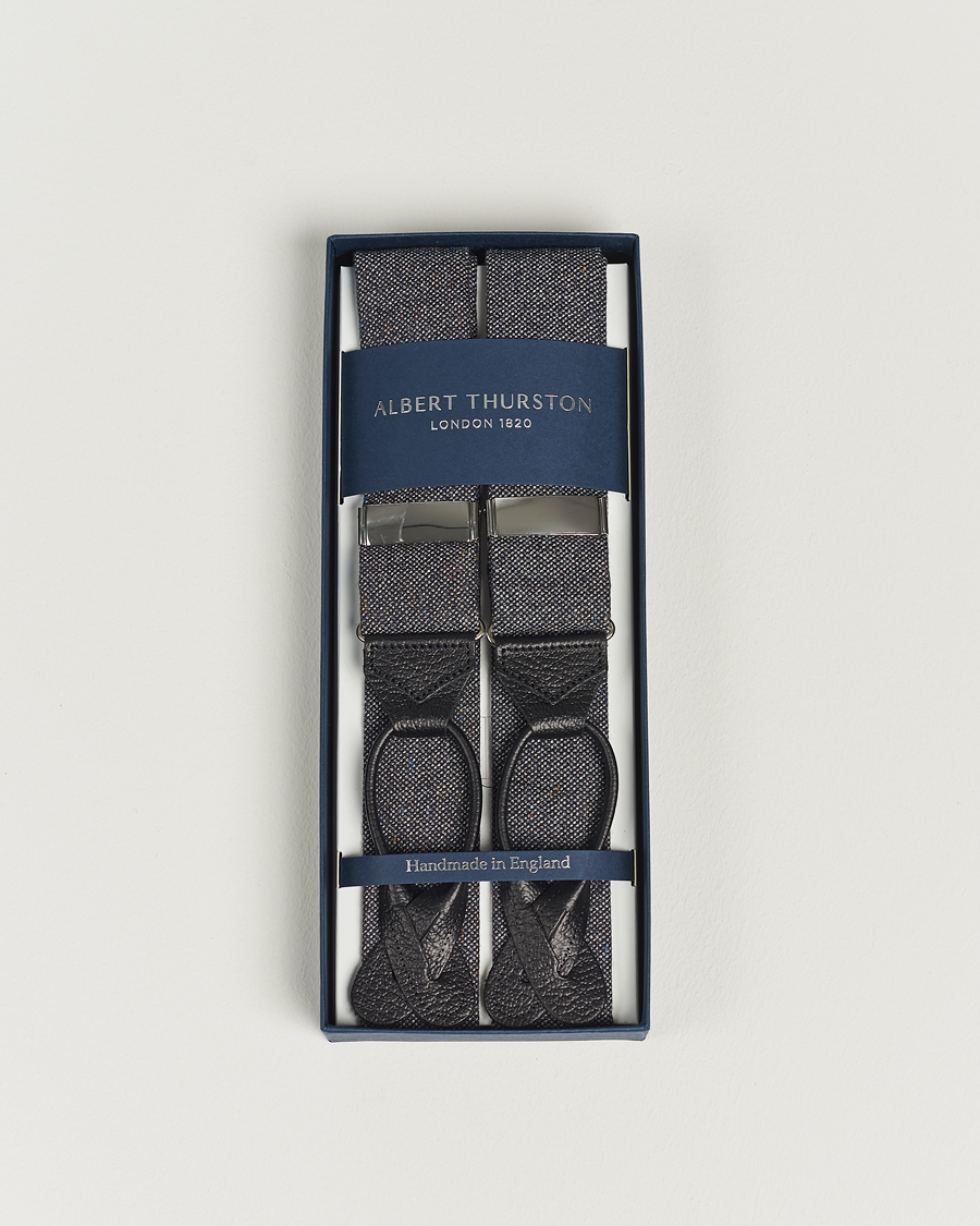 Men | Albert Thurston Donegal Tweed Braces 40mm Dark Grey | Albert Thurston | Donegal Tweed Braces 40mm Dark Grey