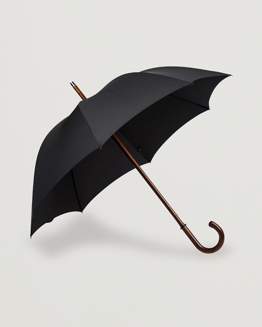 Men | Umbrellas | Fox Umbrellas | Polished Cherrywood Solid Umbrella Black