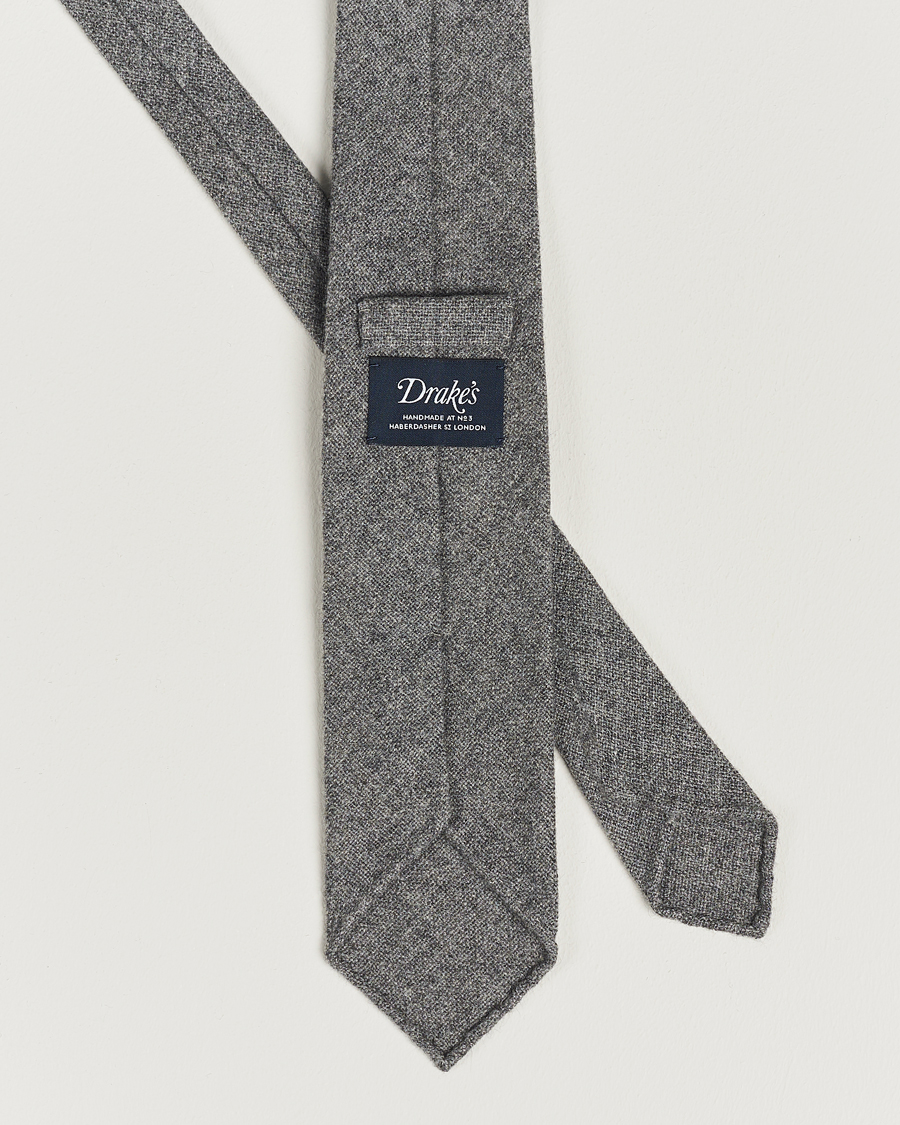 Men | Ties | Drake's | Cashmere 8 cm Tie Light Grey