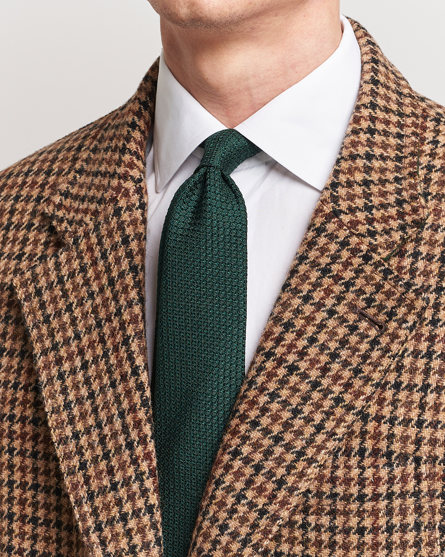 Men | Ties | Drake's | Large Knot Handrolled Grenadine Silk Tie Green