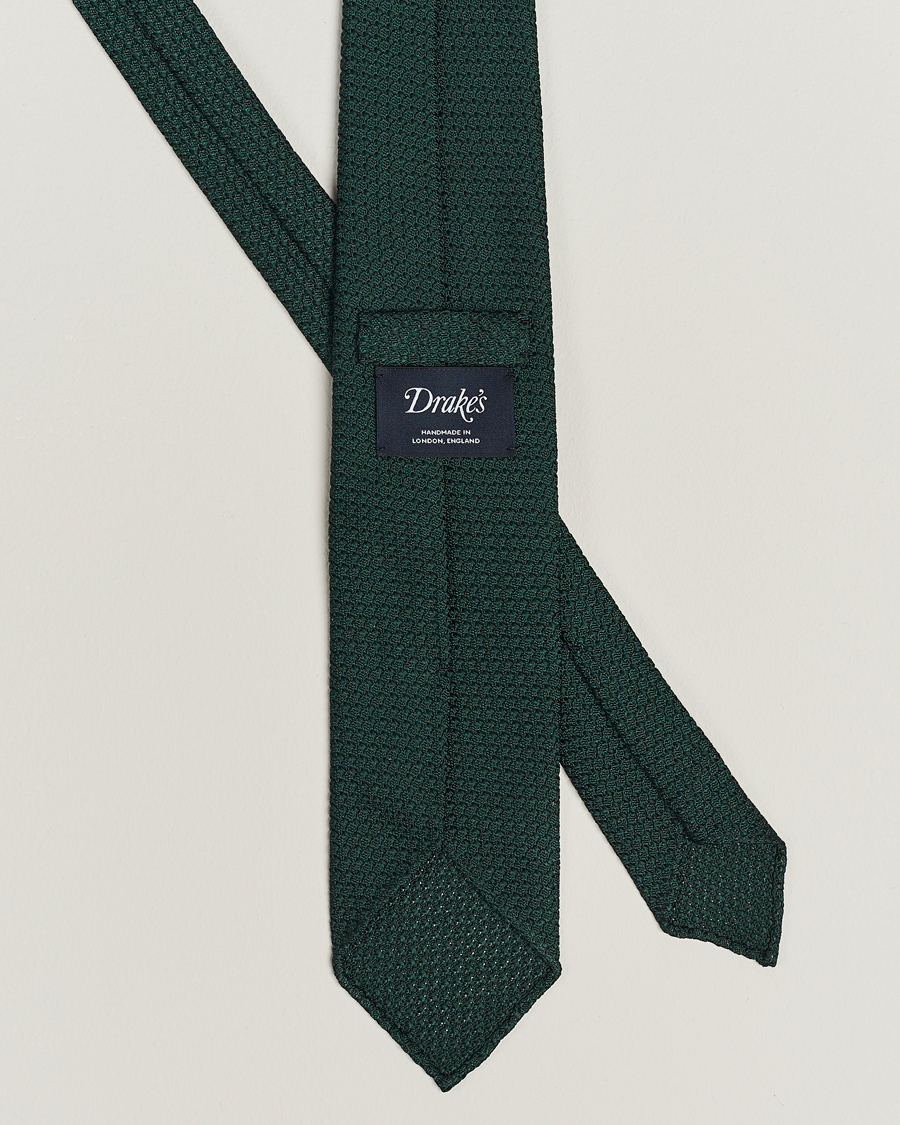 Men | Ties | Drake's | Large Knot Handrolled Grenadine Silk Tie Green