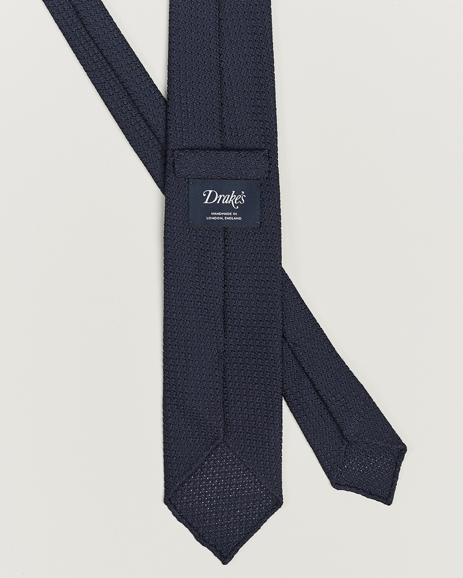Men | Ties | Drake's | Silk Grenadine Handrolled 8 cm Tie Navy