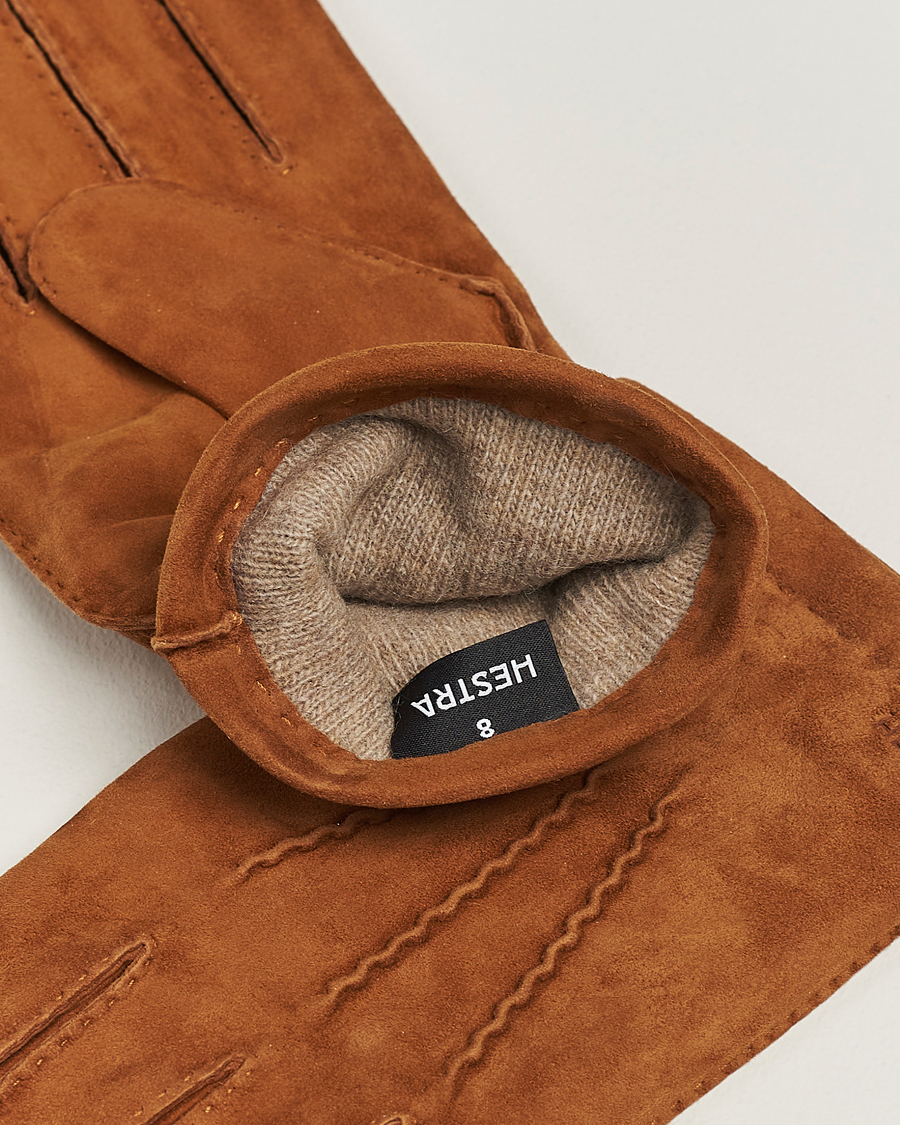 Men | Warming accessories | Hestra | Arthur Wool Lined Suede Glove Cognac
