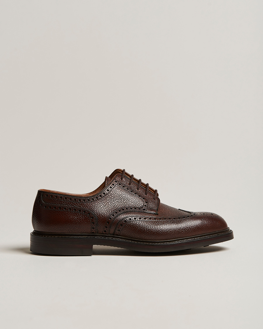 Men | Derby Shoes | Crockett & Jones | Pembroke Derbys Dark Brown Grained Calf