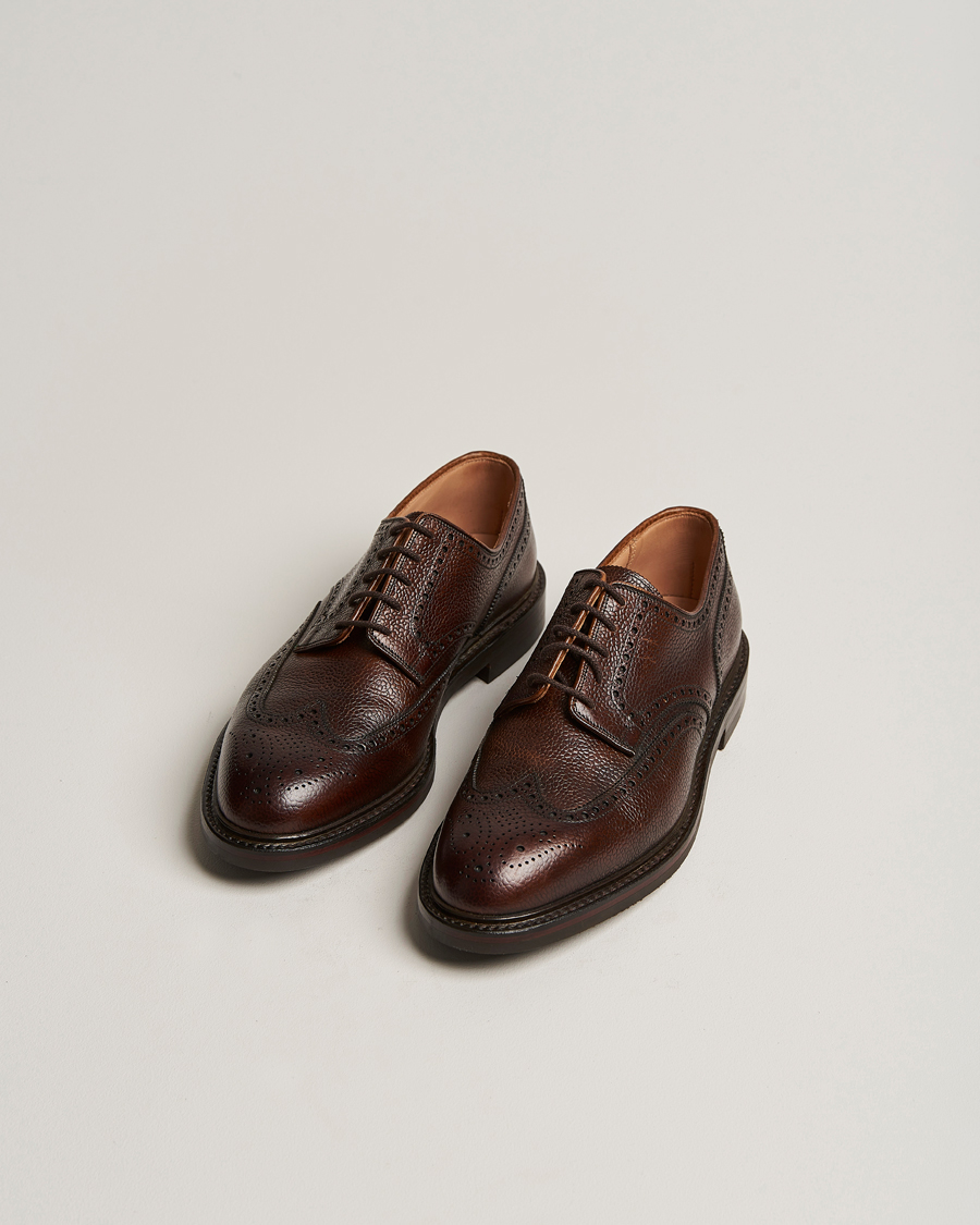 Men | Handmade Shoes | Crockett & Jones | Pembroke Derbys Dark Brown Grained Calf