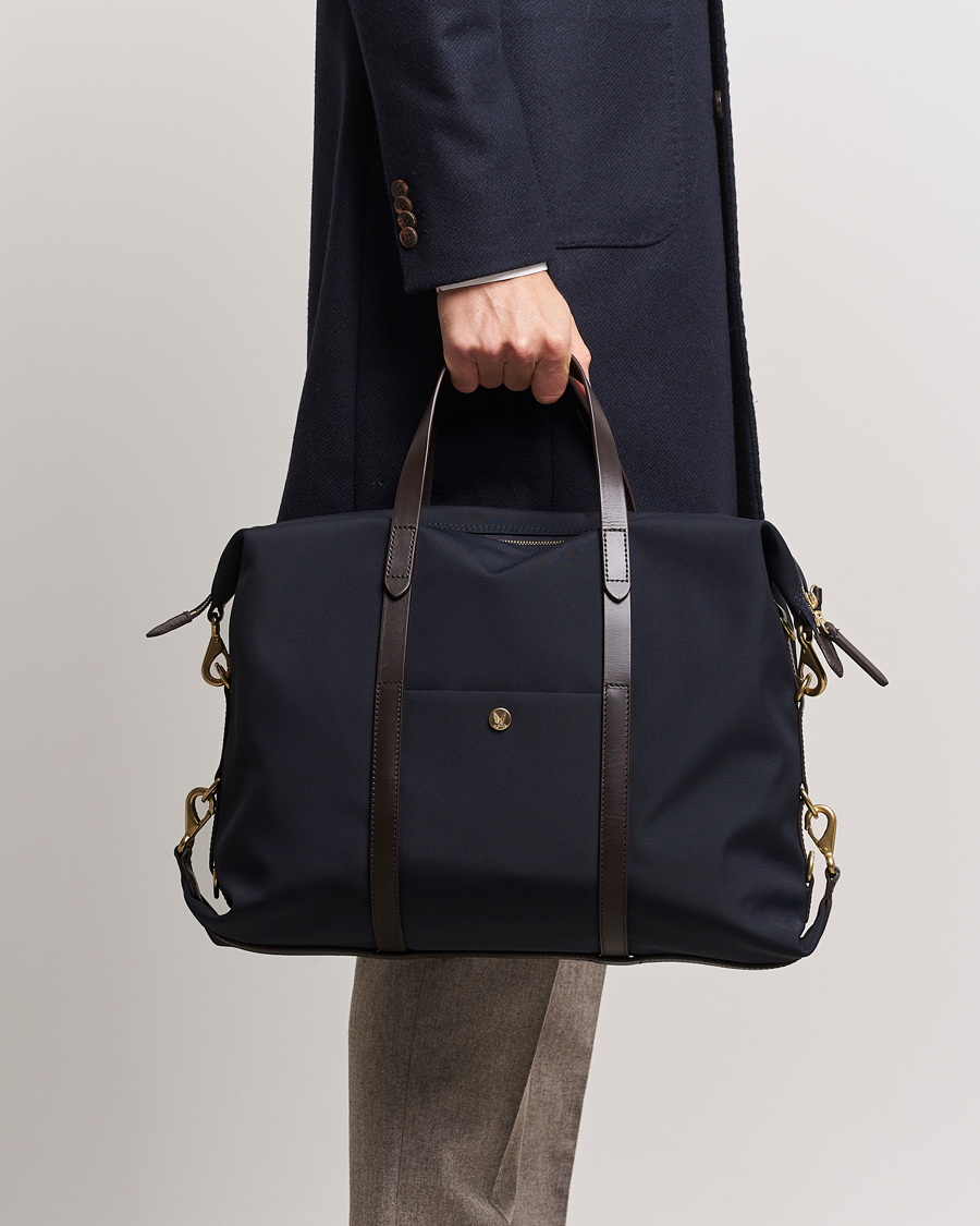 Men | Shoulder Bags | Mismo | M/S Utility Nylon Duffle Bag Navy/Dark Brown