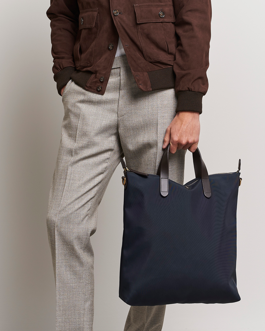 Men | Tote Bags | Mismo | M/S Canvas Shopper Navy/Dark Brown