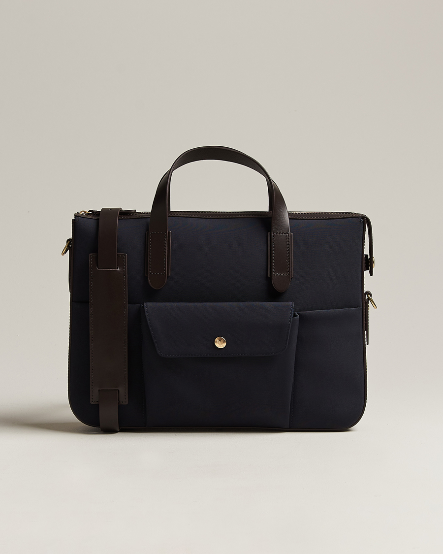 Men | Bags | Mismo | M/S Canvas Briefcase Navy/Dark Brown