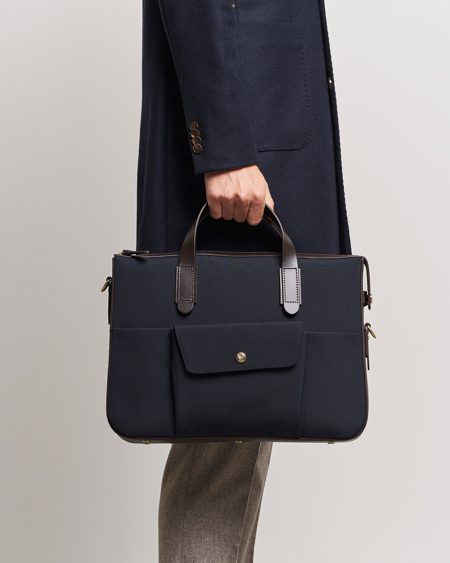 Men | Bags | Mismo | M/S Canvas Briefcase Navy/Dark Brown