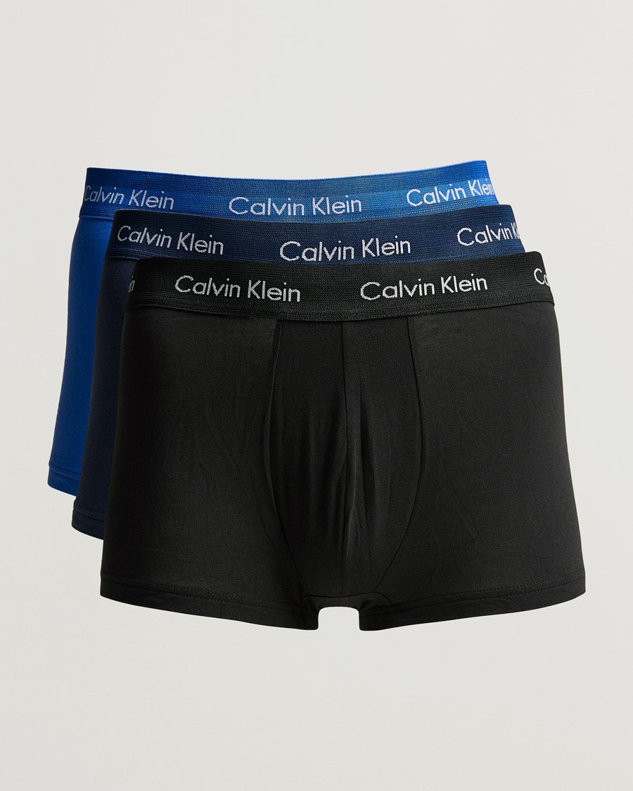 Men |  | Calvin Klein | Cotton Stretch Low Rise Trunk 3-pack Blue/Black/Cobolt