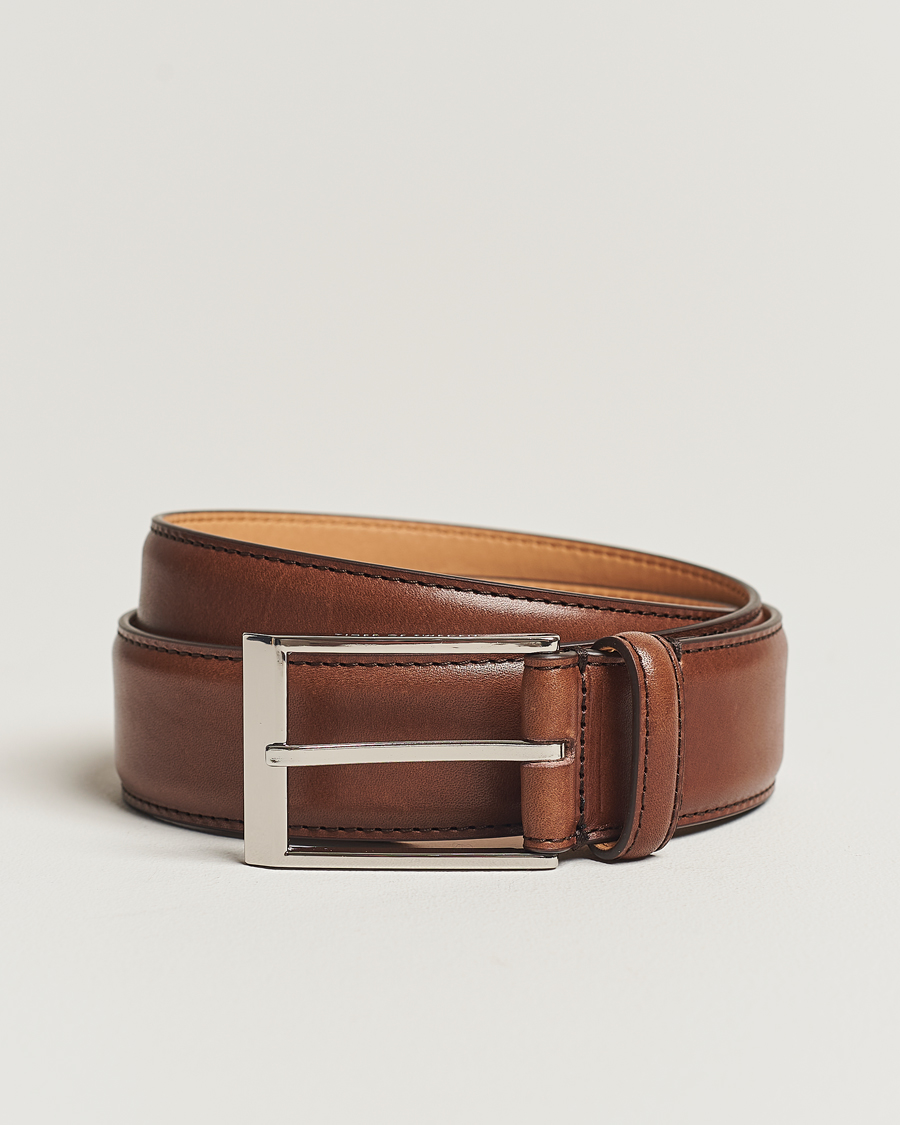 Men |  | Tiger of Sweden | Helmi Leather 3,5 cm Belt Brown