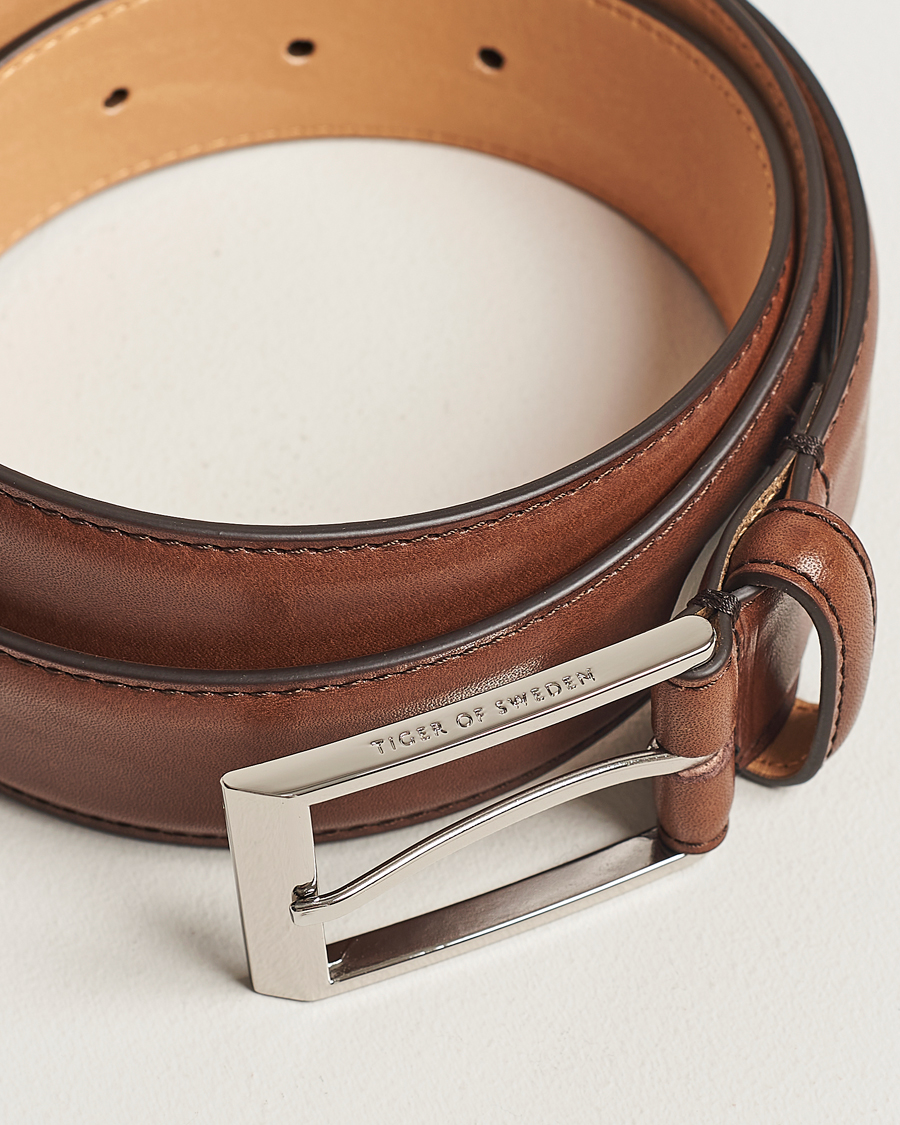 Men |  | Tiger of Sweden | Helmi Leather 3,5 cm Belt Brown