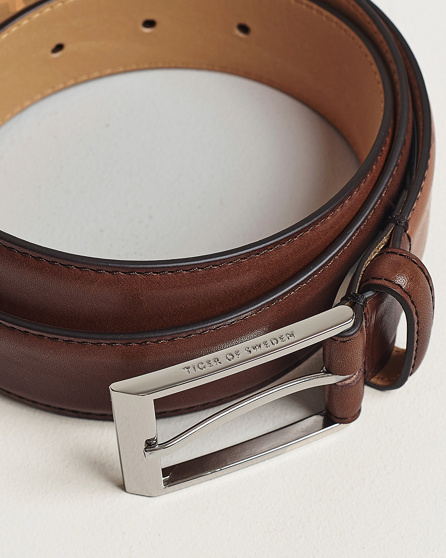 Men | Belts | Tiger of Sweden | Helmi Leather 3,5 cm Belt Brown