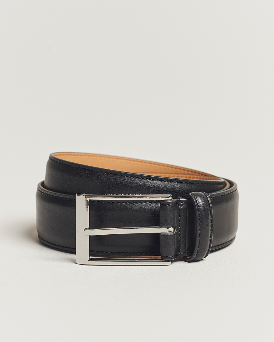 Men | Leather Belts | Tiger of Sweden | Helmi Leather 3,5 cm Belt Black
