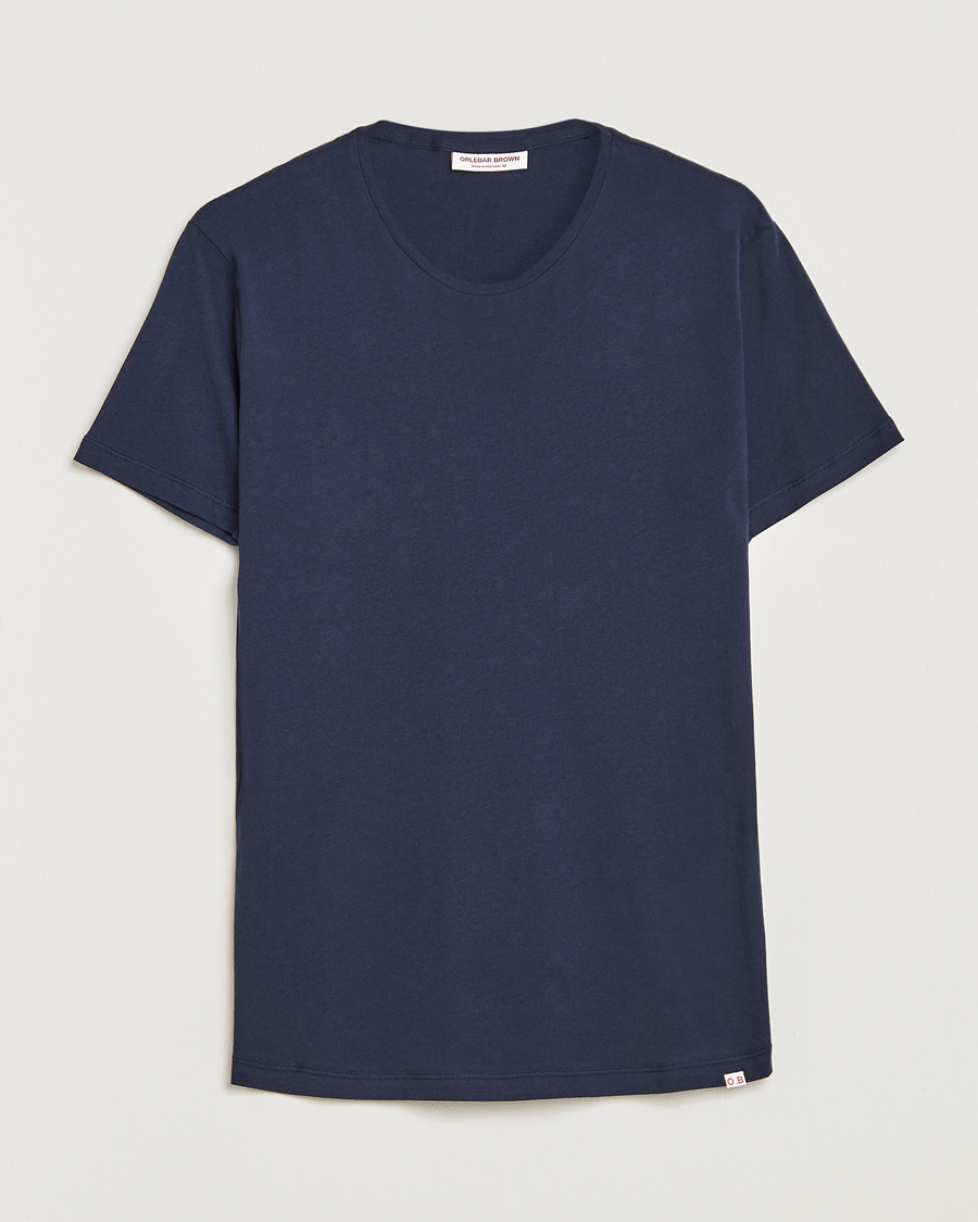 Men | T-Shirts | Orlebar Brown | OB Crew Neck Linen Tee Navy