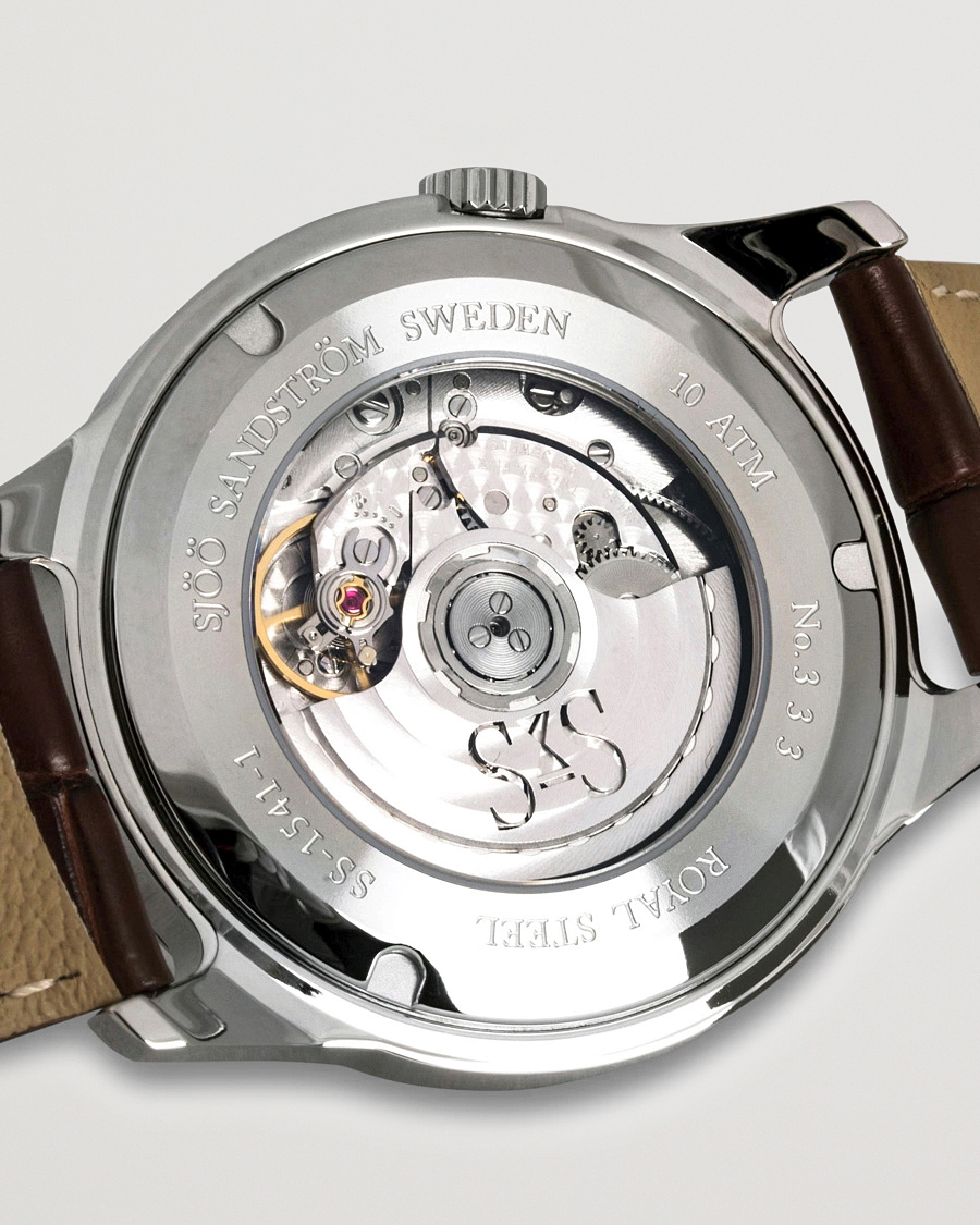 Men | Sjöö Sandström Royal Steel Classic 41mm Ivory and Brown Alligator | Sjöö Sandström | Royal Steel Classic 41mm Ivory and Brown Alligator
