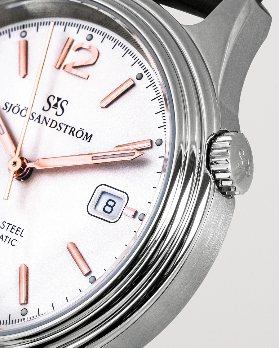 Men | Sjöö Sandström Royal Steel Classic 41mm Ivory and Brown Alligator | Sjöö Sandström | Royal Steel Classic 41mm Ivory and Brown Alligator