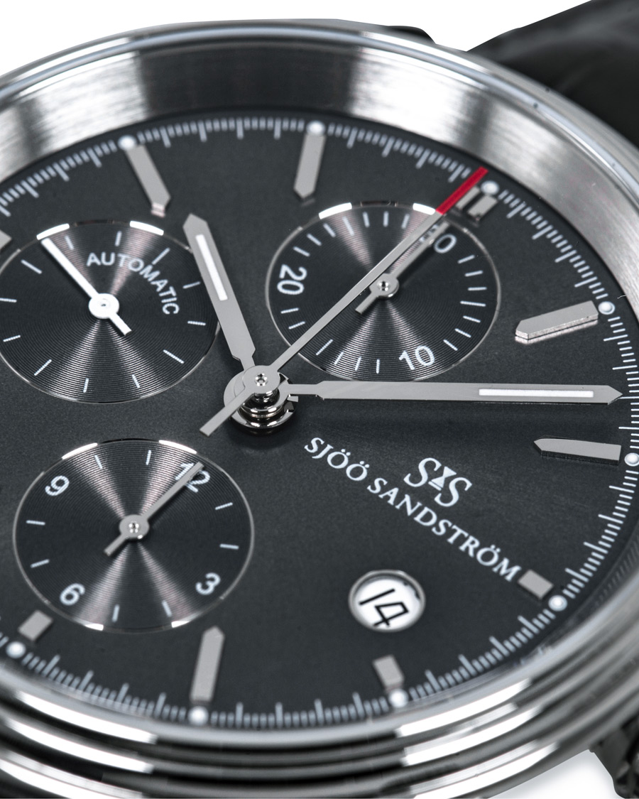 Men | Sjöö Sandström Royal Steel Chronograph Grey and Grey Alligator 42 mm | Sjöö Sandström | Royal Steel Chronograph Grey and Grey Alligator 42 mm