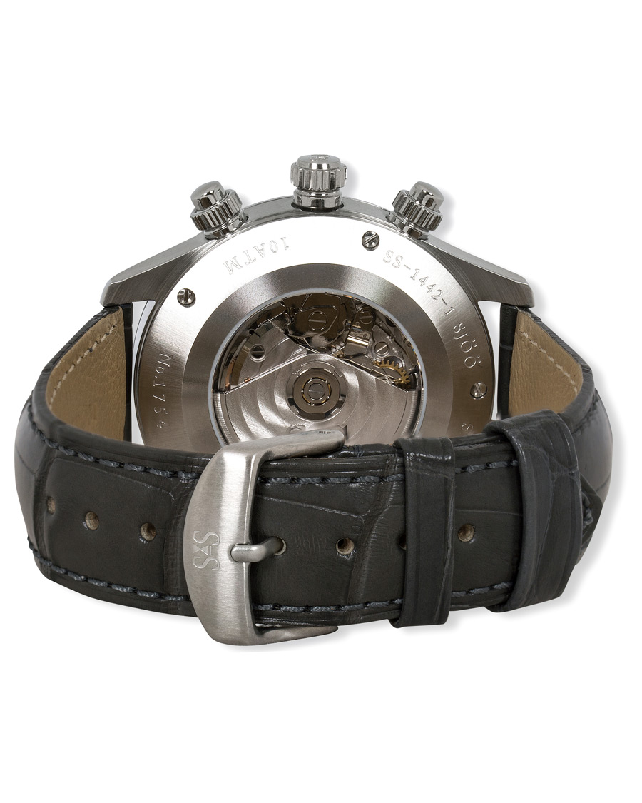 Men | Sjöö Sandström Royal Steel Chronograph Grey and Grey Alligator 42 mm | Sjöö Sandström | Royal Steel Chronograph Grey and Grey Alligator 42 mm