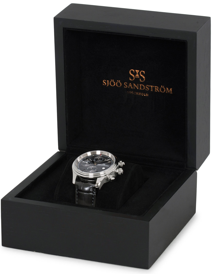 Men | Sjöö Sandström Royal Steel Chronograph Grey and Grey Alligator 42 mm | Sjöö Sandström | Royal Steel Chronograph Grey and Grey Alligator 42 mm