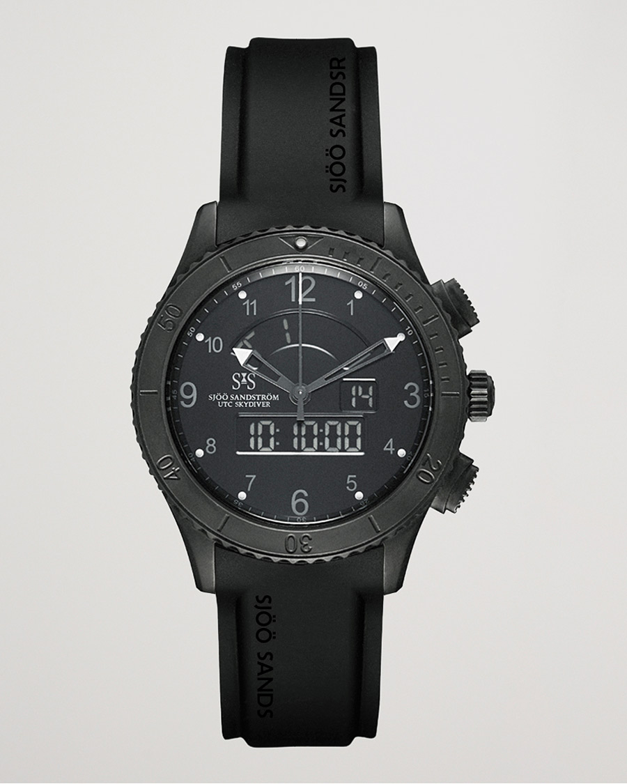 Men | Sjöö Sandström UTC Skydiver 44,2mm Black Night and Black Rubber | Sjöö Sandström | UTC Skydiver 44,2mm Black Night and Black Rubber