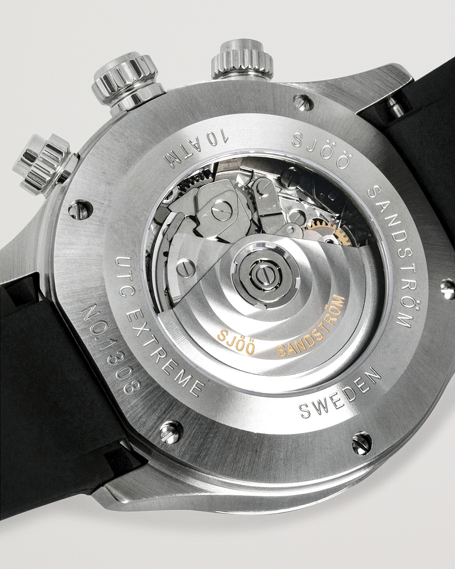 Men | Fine watches | Sjöö Sandström | UTC Extreme 44,2mm Silver and Black Rubber